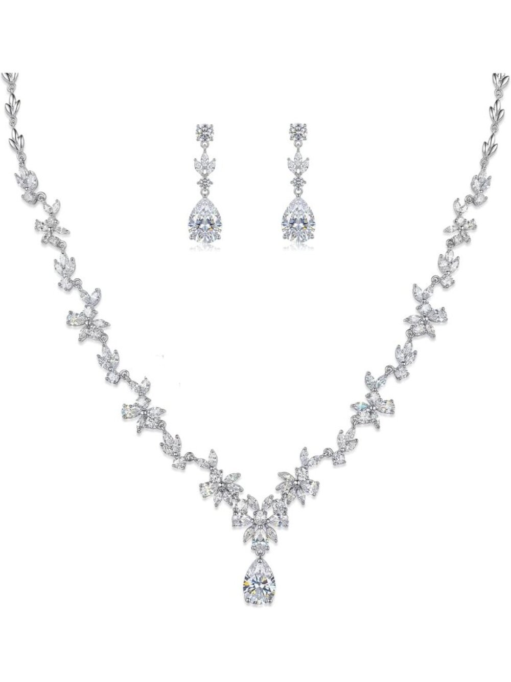Elegant Jewelry Set for Women - Dangle Earrings, Necklace & Bracelet
